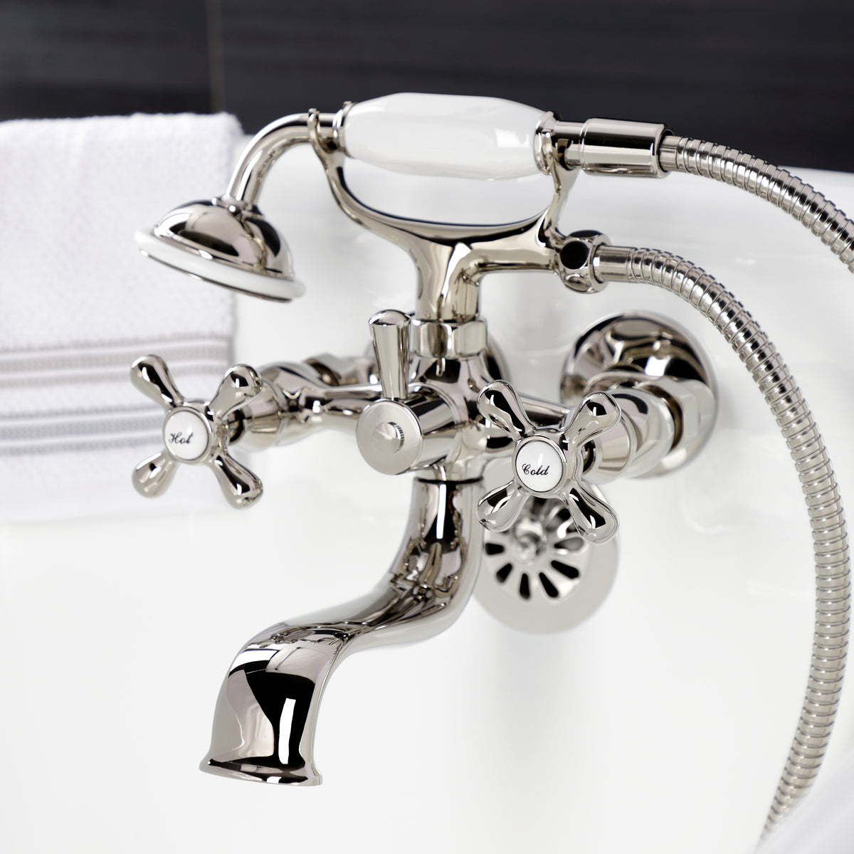Kingston Wall Mount Clawfoot Tub Faucet with Hand Shower