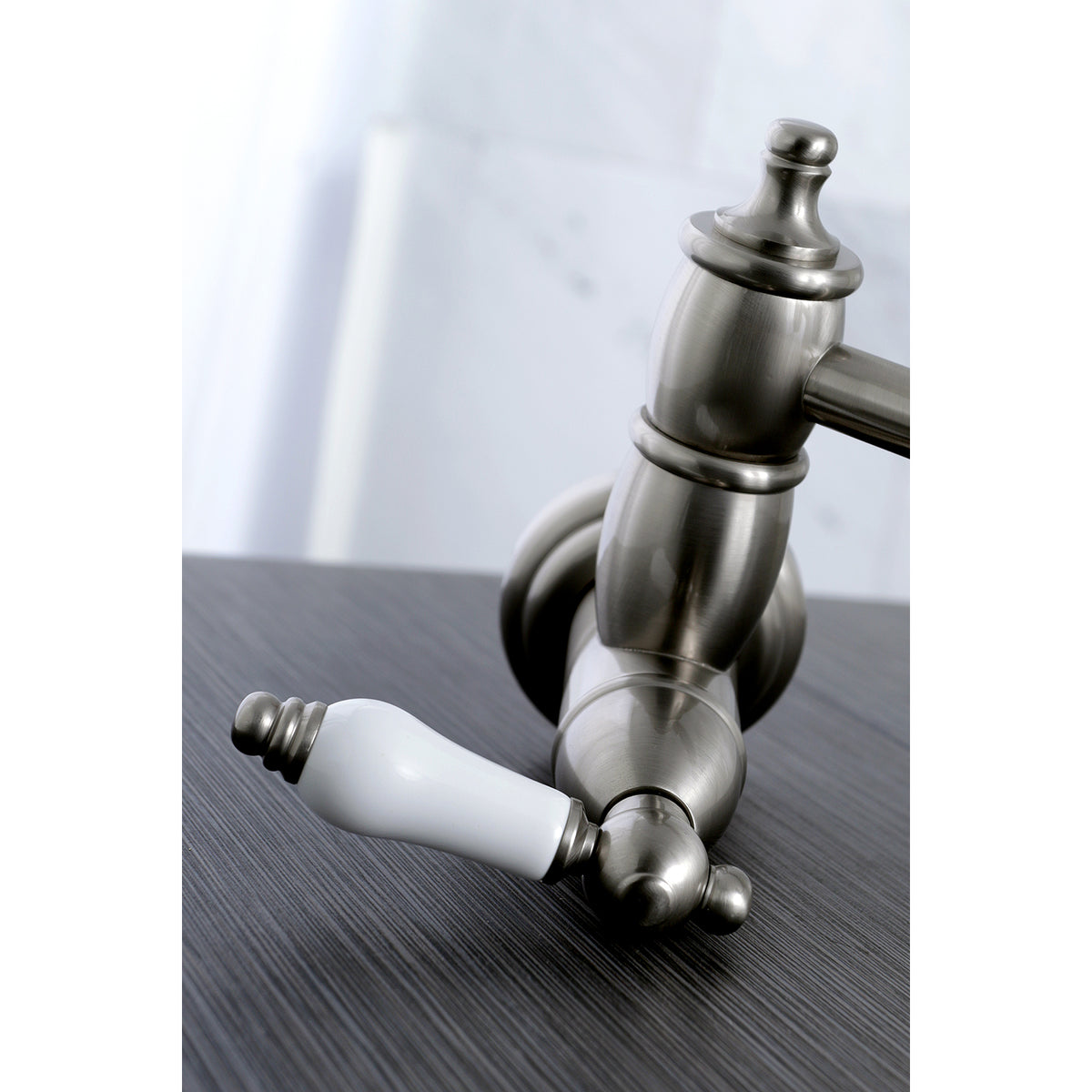 Kingston Brass KS3106PL Restoration Wall Mount Pot Filler Kitchen Faucet