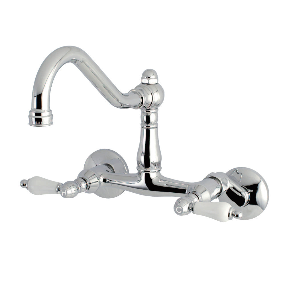 Kingston Brass KS3228PL Vintage 6&quot; Adjustable Center Wall Mount Kitchen Faucet
