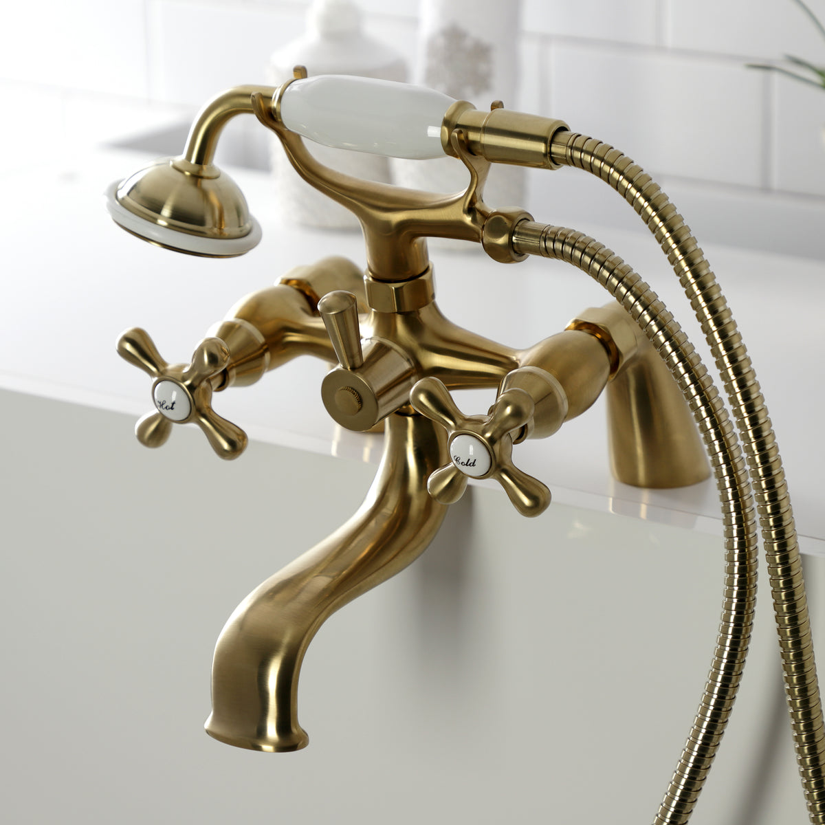 Kingston Deck Mount Clawfoot Tub Faucet with Hand Shower