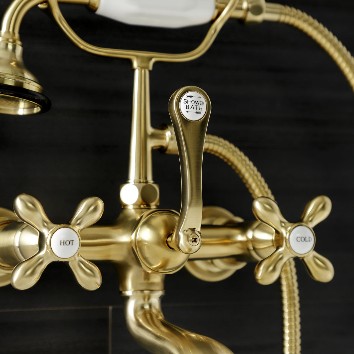 Aqua Vintage 7-Inch Wall Mount Tub Faucet with Hand Shower