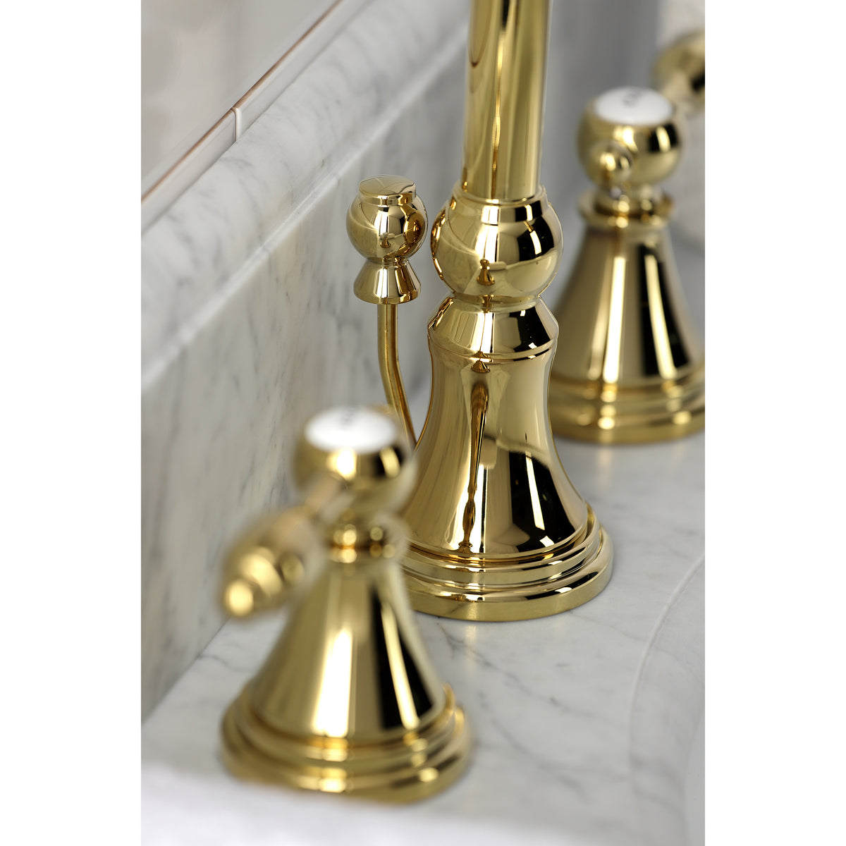 Kingston Brass KS2981TAL Tudor Widespread Bathroom Faucet with Brass Pop-Up