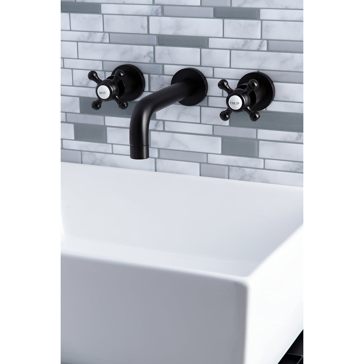 Kingston Brass KS8121BX Metropolitan 2-Handle 8 in. Wall Mount Bathroom Faucet