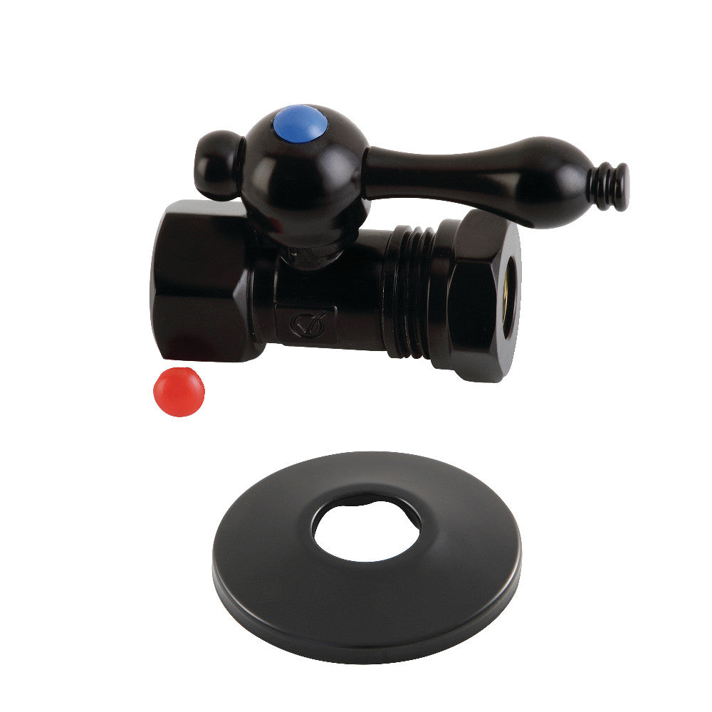 Kingston Brass 1/2-Inch FIP X 1/2-Inch or 7/16-Inch Slip Joint Quarter-Turn Straight Stop Valve with Flange