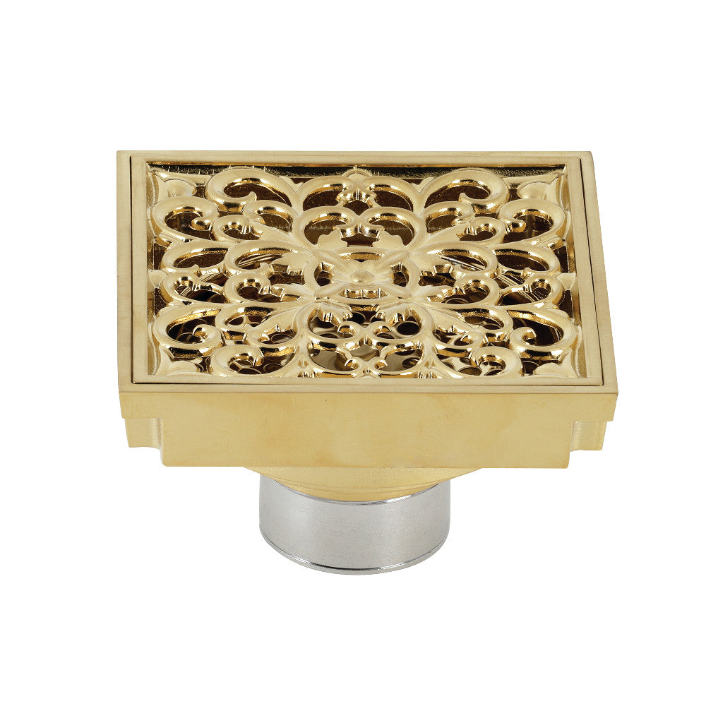 Kingston Brass Watercourse Scroll 4&quot; Square Grid Shower Drain