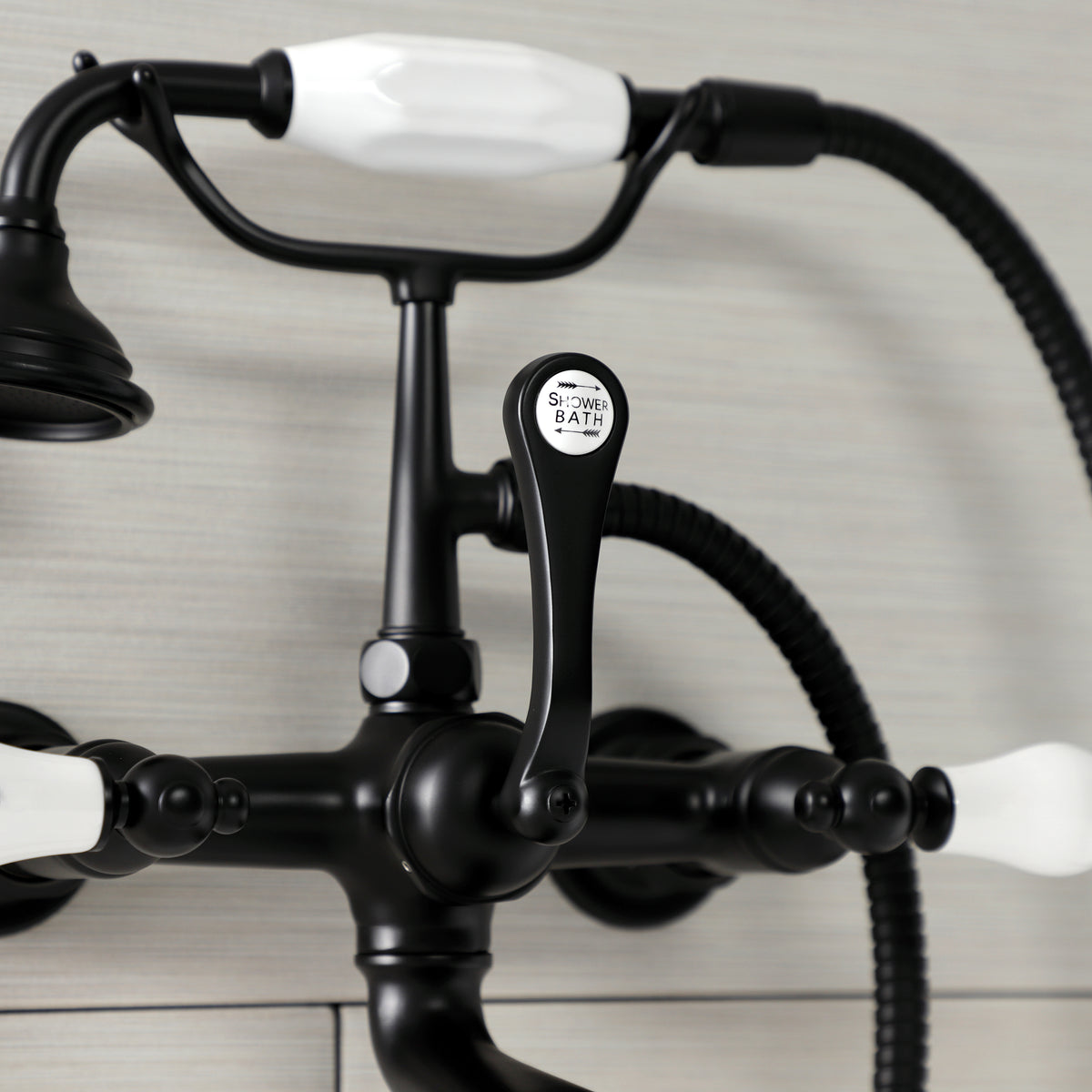 Aqua Vintage 7-Inch Wall Mount Tub Faucet with Hand Shower