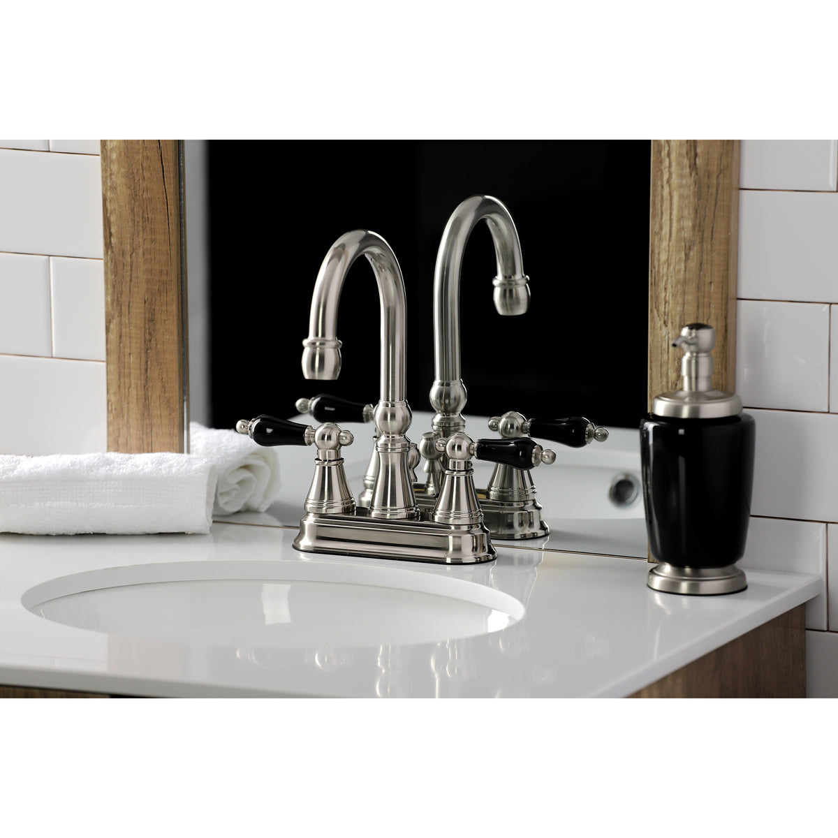 Kingston Brass KS2612PKL Duchess 4 in. Centerset Bathroom Faucet with Brass Pop-Up