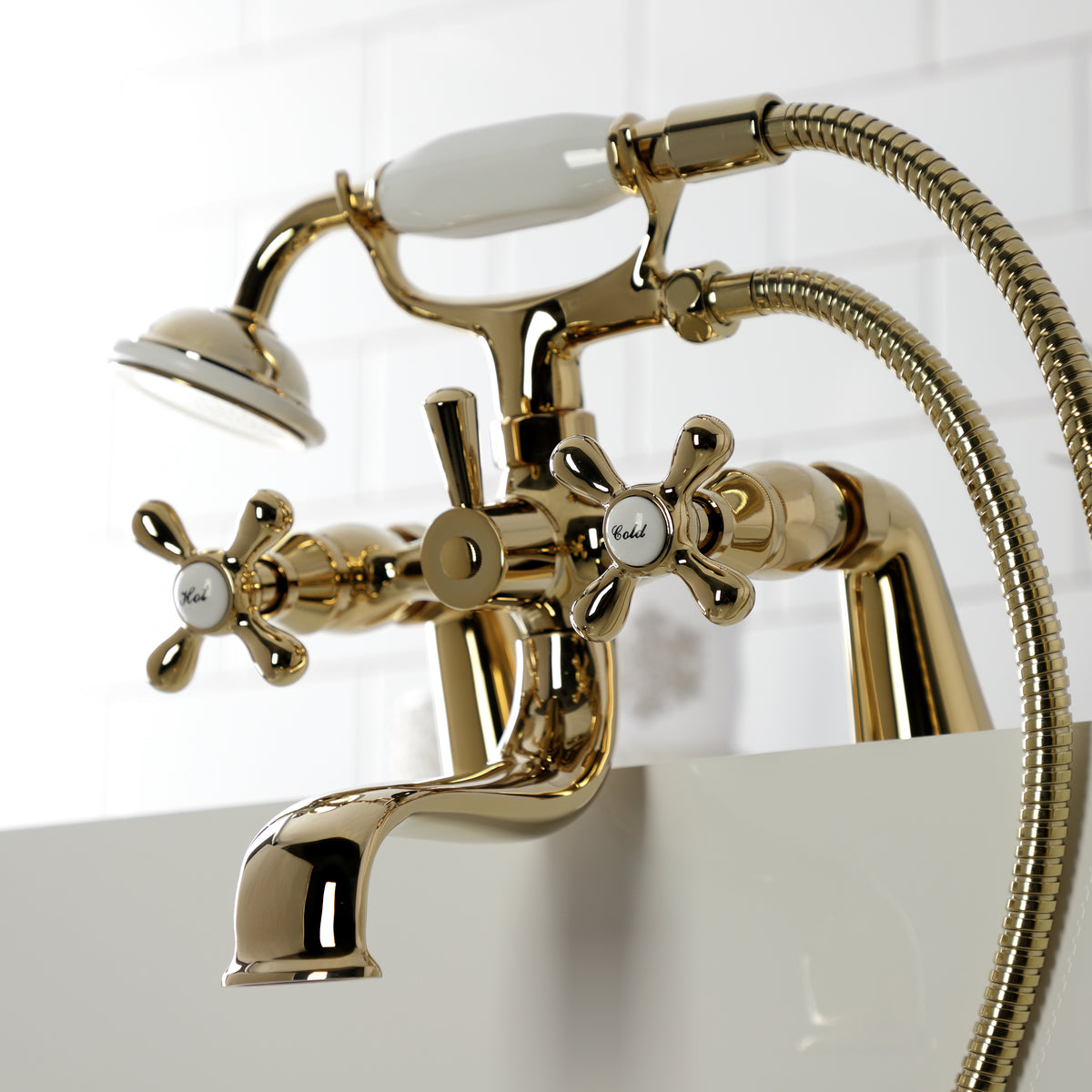 Kingston Deck Mount Clawfoot Tub Faucet with Hand Shower