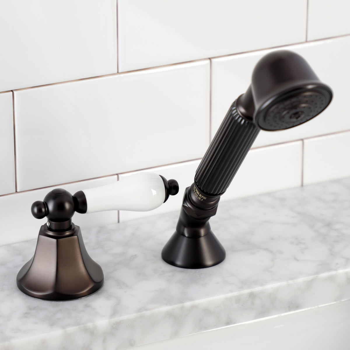 Kingston Brass Deck Mount Hand Shower with Diverter for Roman Tub Faucet