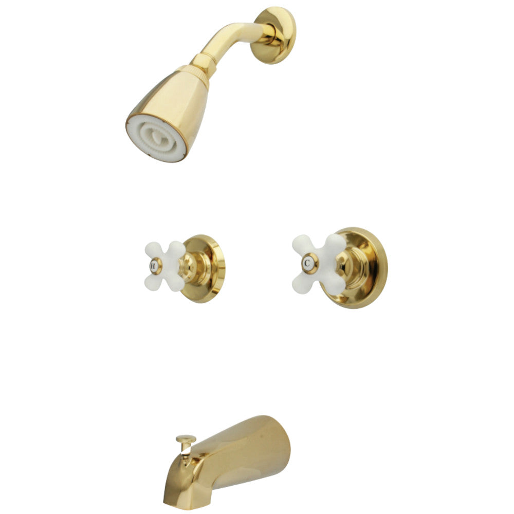 Magellan Tub &amp; Shower Faucet with Porcelain Handles