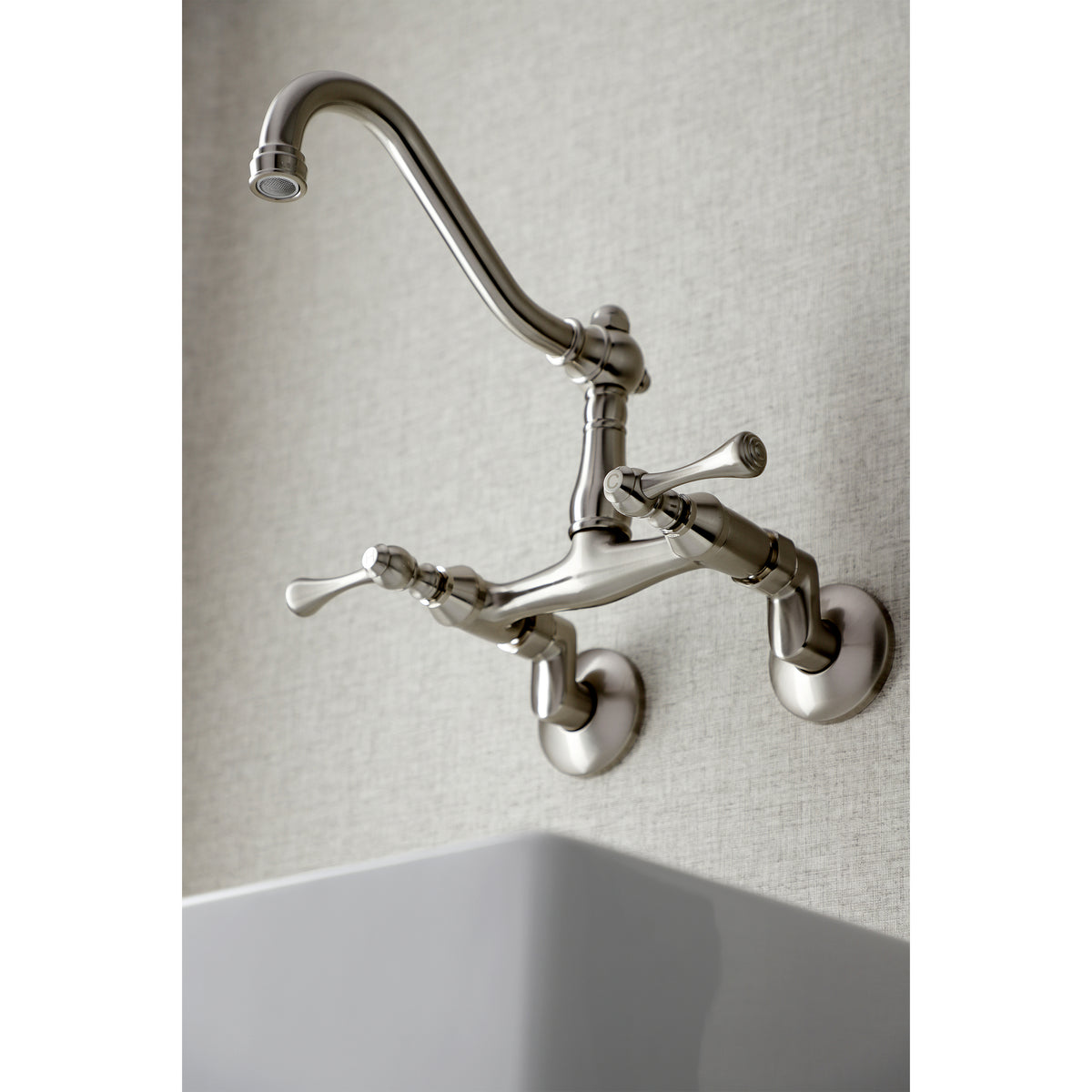 Kingston Brass KS322BLAC Vintage 6&quot; Adjustable Center Wall Mount Kitchen Faucet