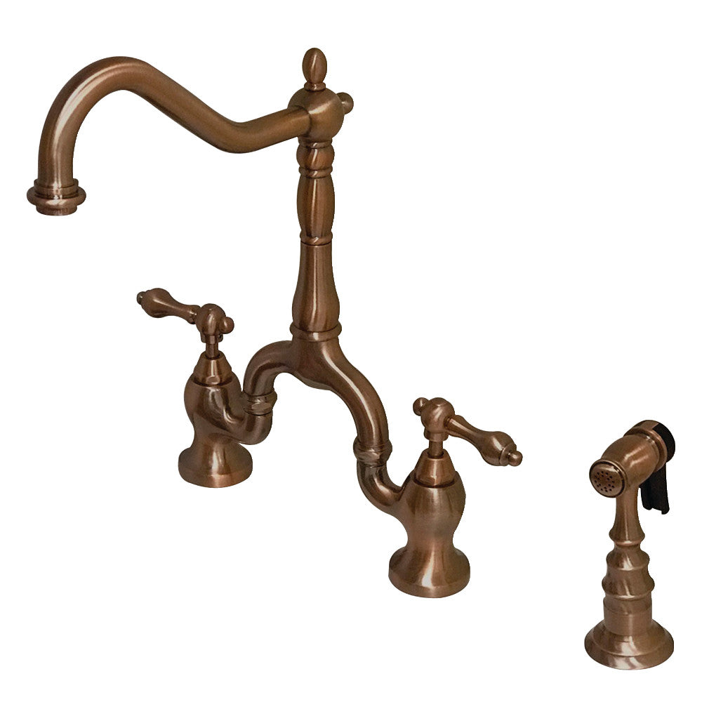 Kingston Brass KS7751ALBS English Country Kitchen Bridge Faucet with Brass Sprayer