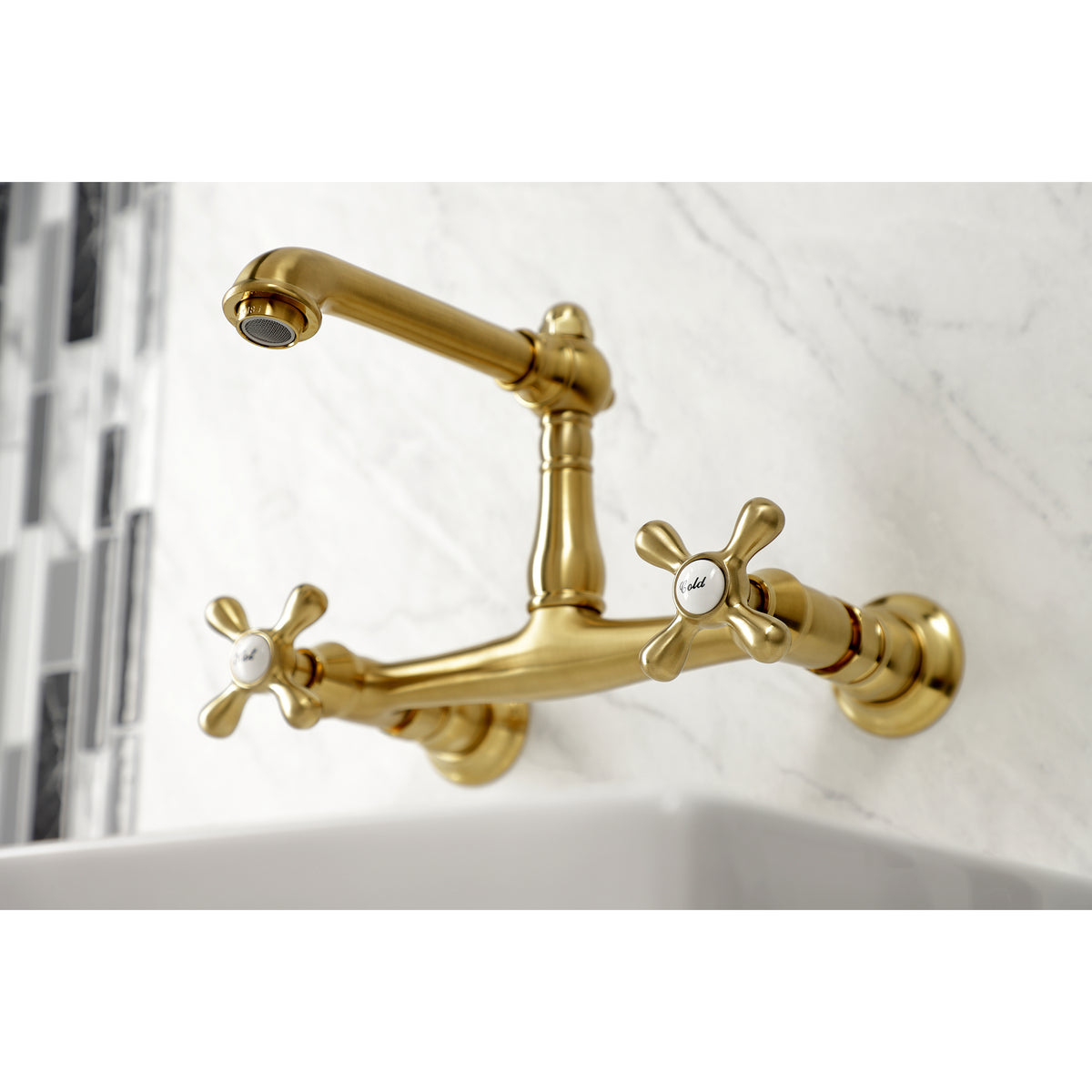 Kingston Brass KS7247AX 8-Inch Center Wall Mount Bathroom Faucet