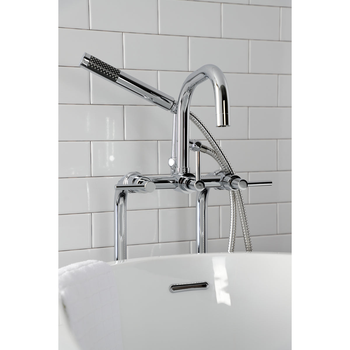 Aqua VintageL Concord Freestanding Tub Faucet with Supply Line, Stop Valve
