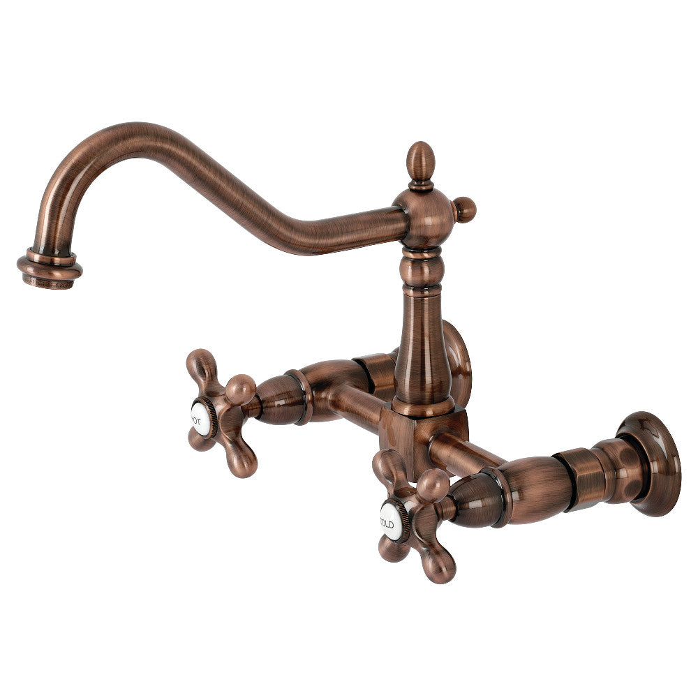 Kingston Brass KS1245AX Heritage Wall Mount Bridge Kitchen Faucet