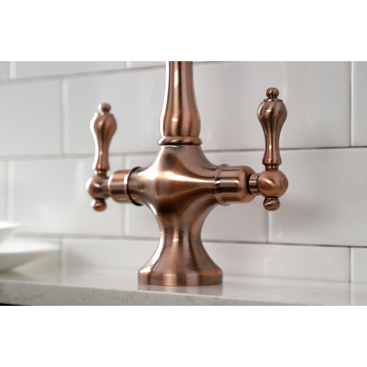 Kingston Brass KS1778ALBS Heritage 2-Handle Kitchen Faucet with Brass Sprayer