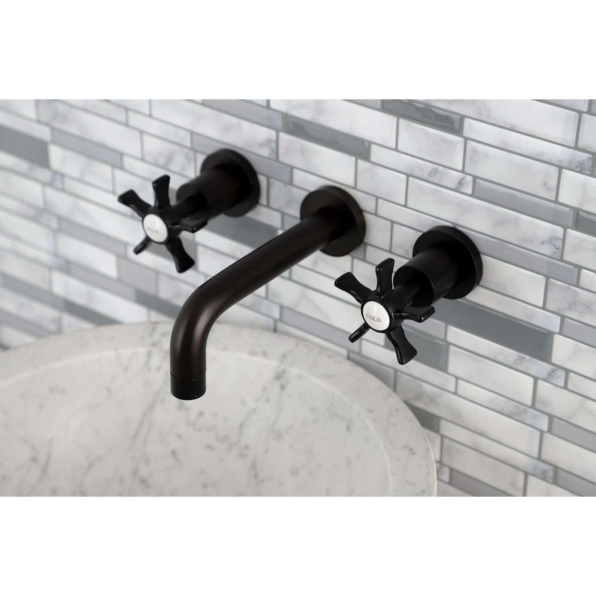 Kingston Brass KS8128NX Hamilton Two-Handle Wall Mount Bathroom Faucet