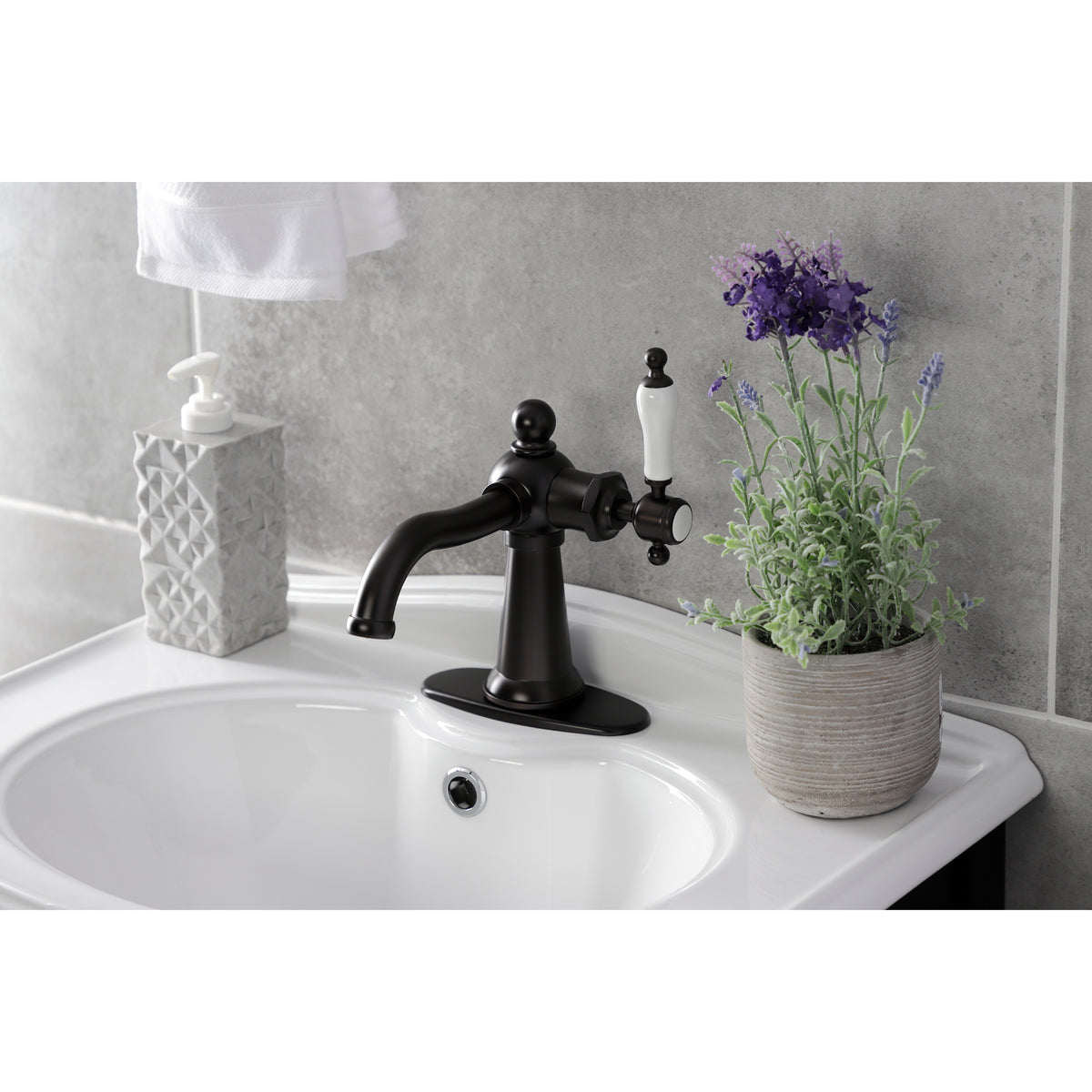 Kingston Brass KSD154KLCP Nautical Single-Handle Bathroom Faucet with Push Pop-Up