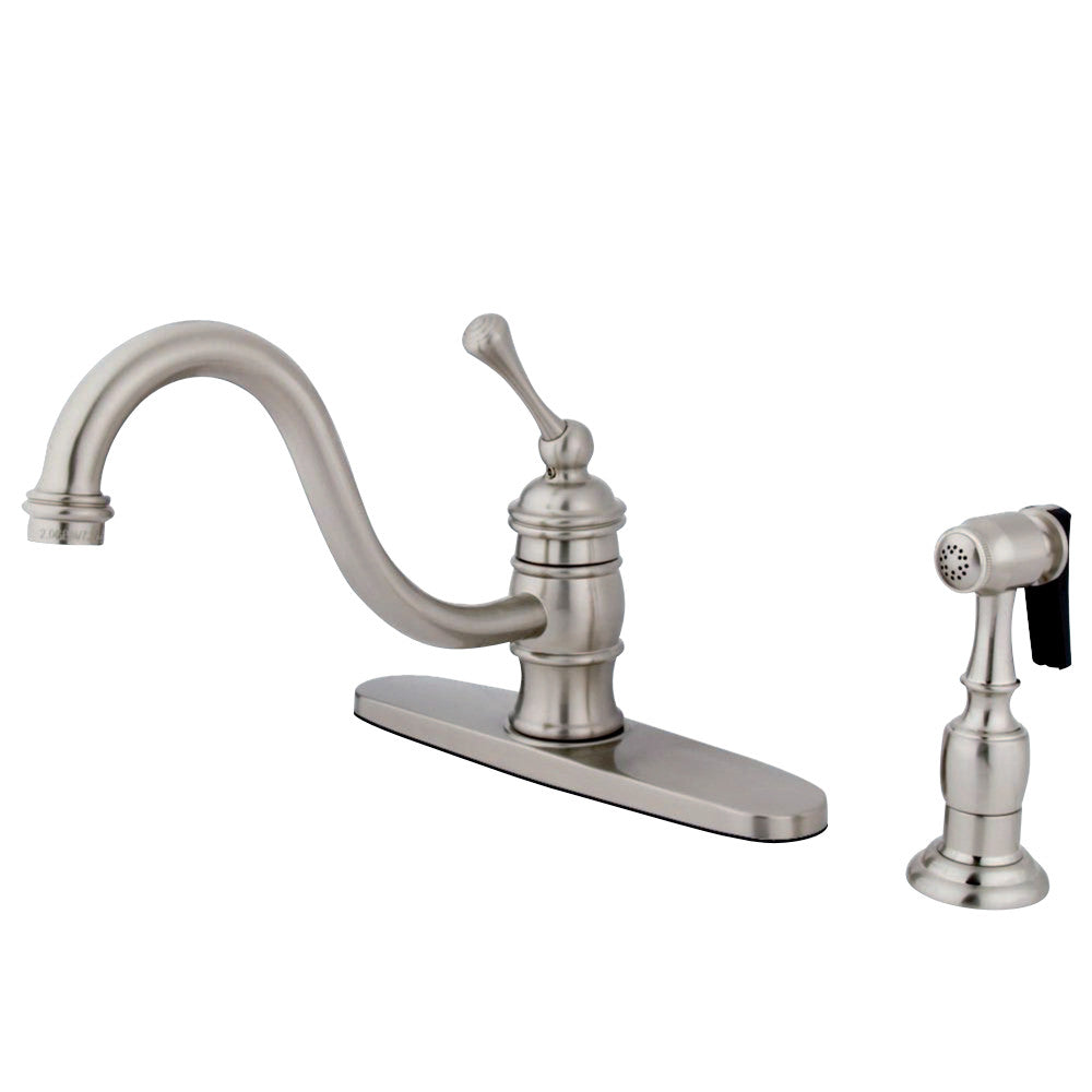 Kingston Brass KB3572BLBS Vintage 8&quot; Kitchen Faucet With Brass Sprayer