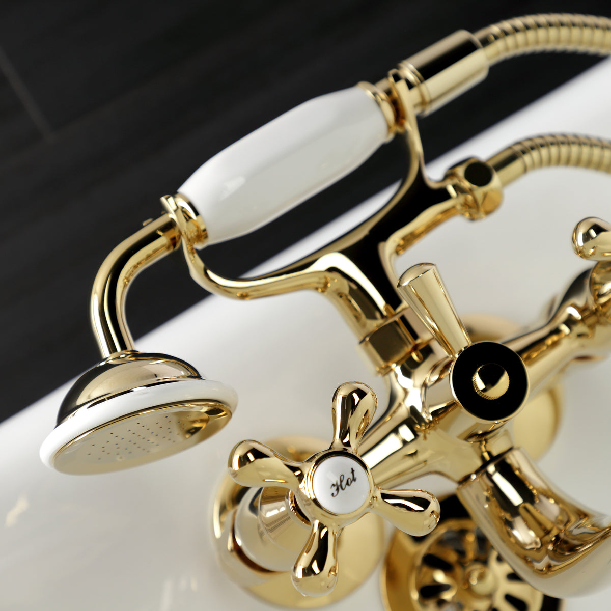 Kingston Wall Mount Clawfoot Tub Faucet with Hand Shower