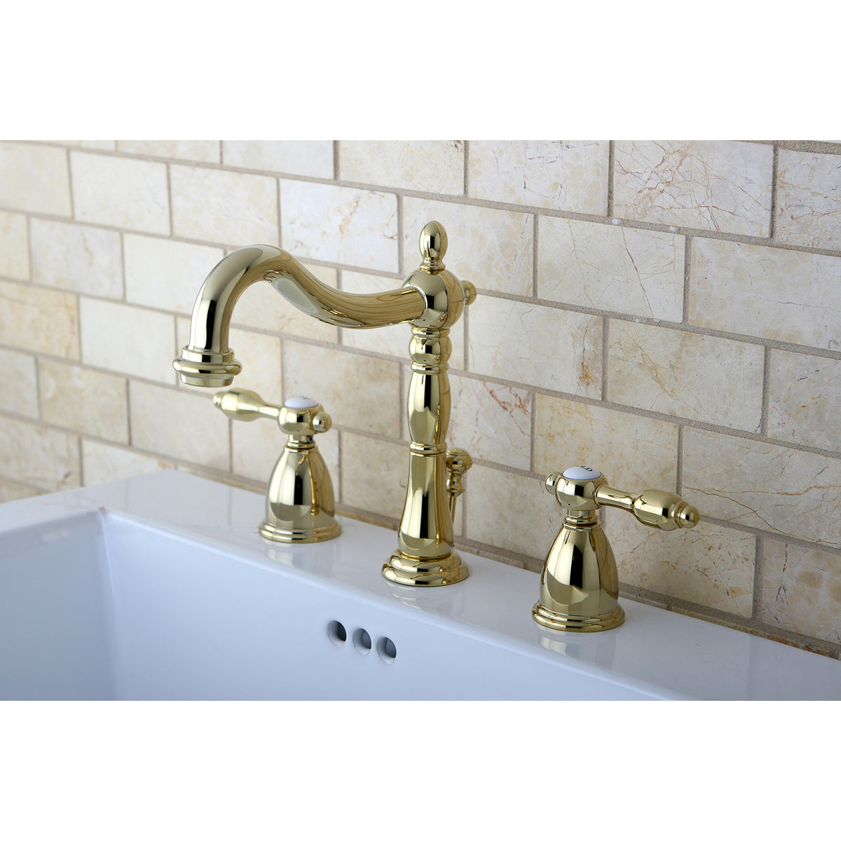 Kingston Brass KB1971TAL Tudor Widespread Bathroom Faucet with Plastic Pop-Up