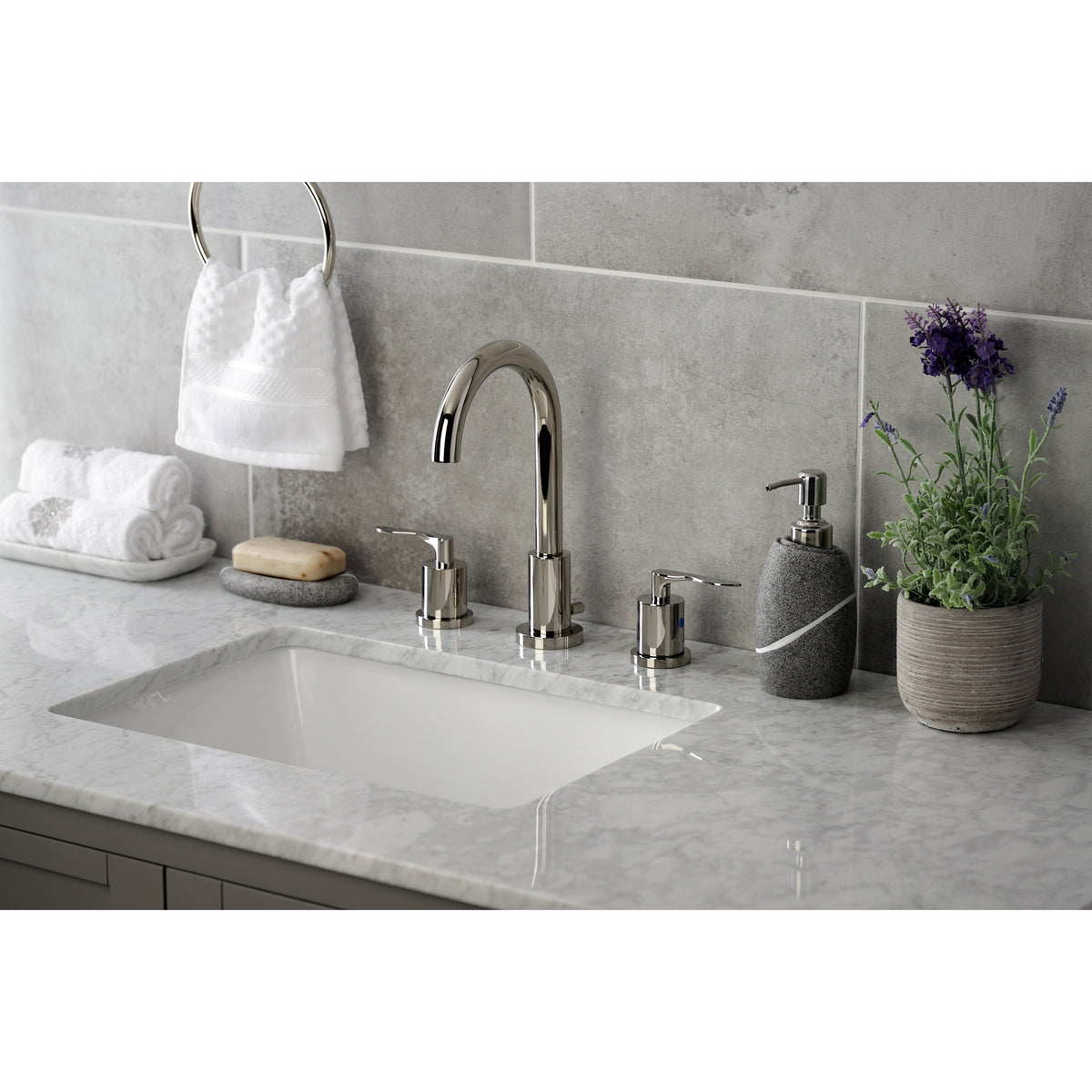 Kingston Brass FSC8925SVL Serena Widespread Bathroom Faucet with Brass Pop-Up