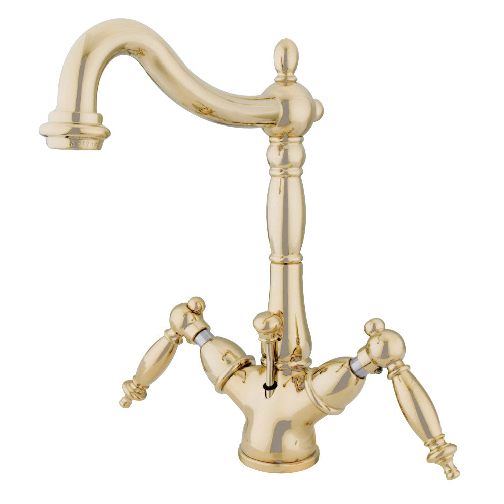 Kingston Brass KS1431TL Heritage Two-Handle Bathroom Faucet with Brass Pop-Up and Cover Plate