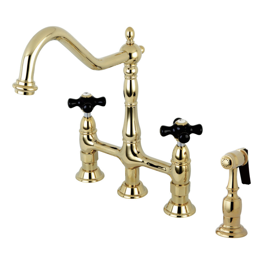 Kingston Brass KS1272PKXBS Duchess Bridge Kitchen Faucet with Brass Sprayer
