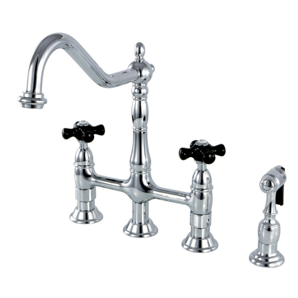 Kingston Brass KS1272PKXBS Duchess Bridge Kitchen Faucet with Brass Sprayer
