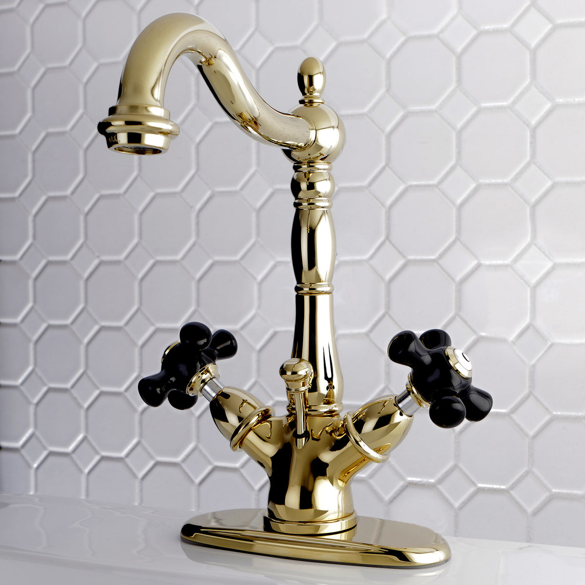 Kingston Brass KS1431PKX Duchess Two-Handle Bathroom Faucet with Brass Pop-Up and Cover Plate