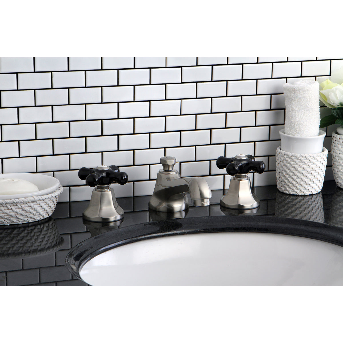 Kingston Brass KS4468PKX Duchess Widespread Bathroom Faucet with Brass Pop-Up