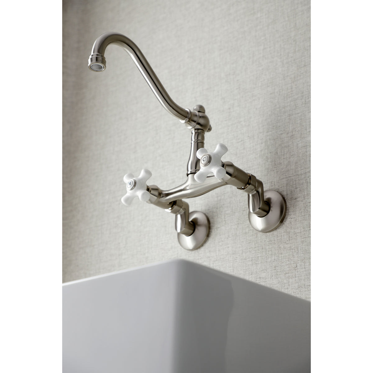Kingston Brass KS3222PX Vintage 6&quot; Adjustable Center Wall Mount Kitchen Faucet