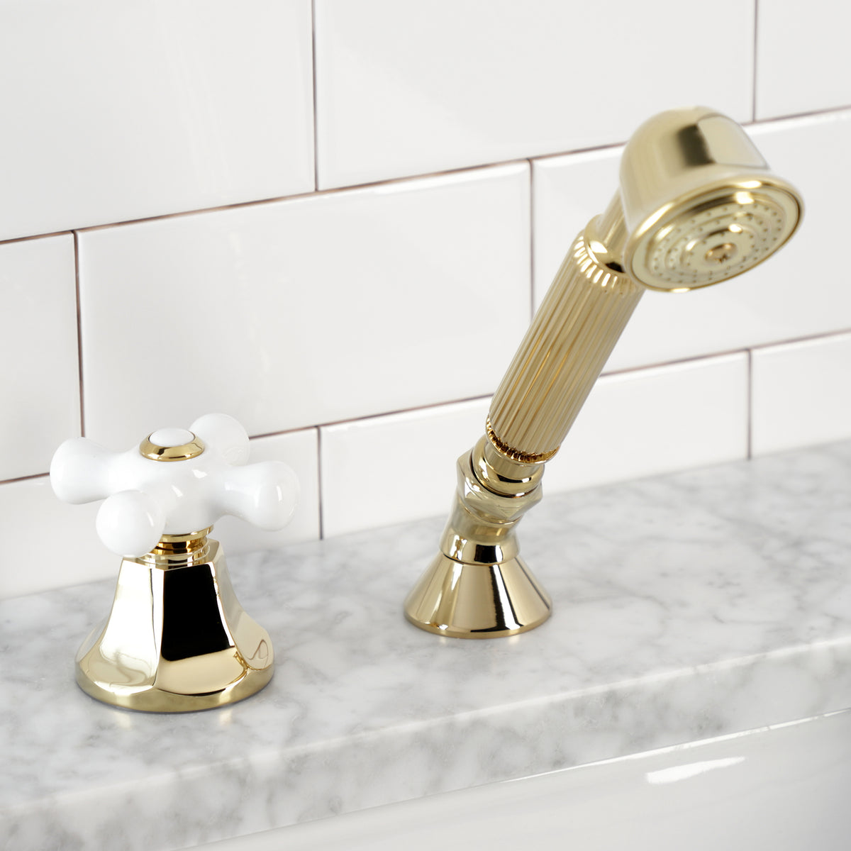 Kingston Brass Deck Mount Hand Shower with Diverter for Roman Tub Faucet