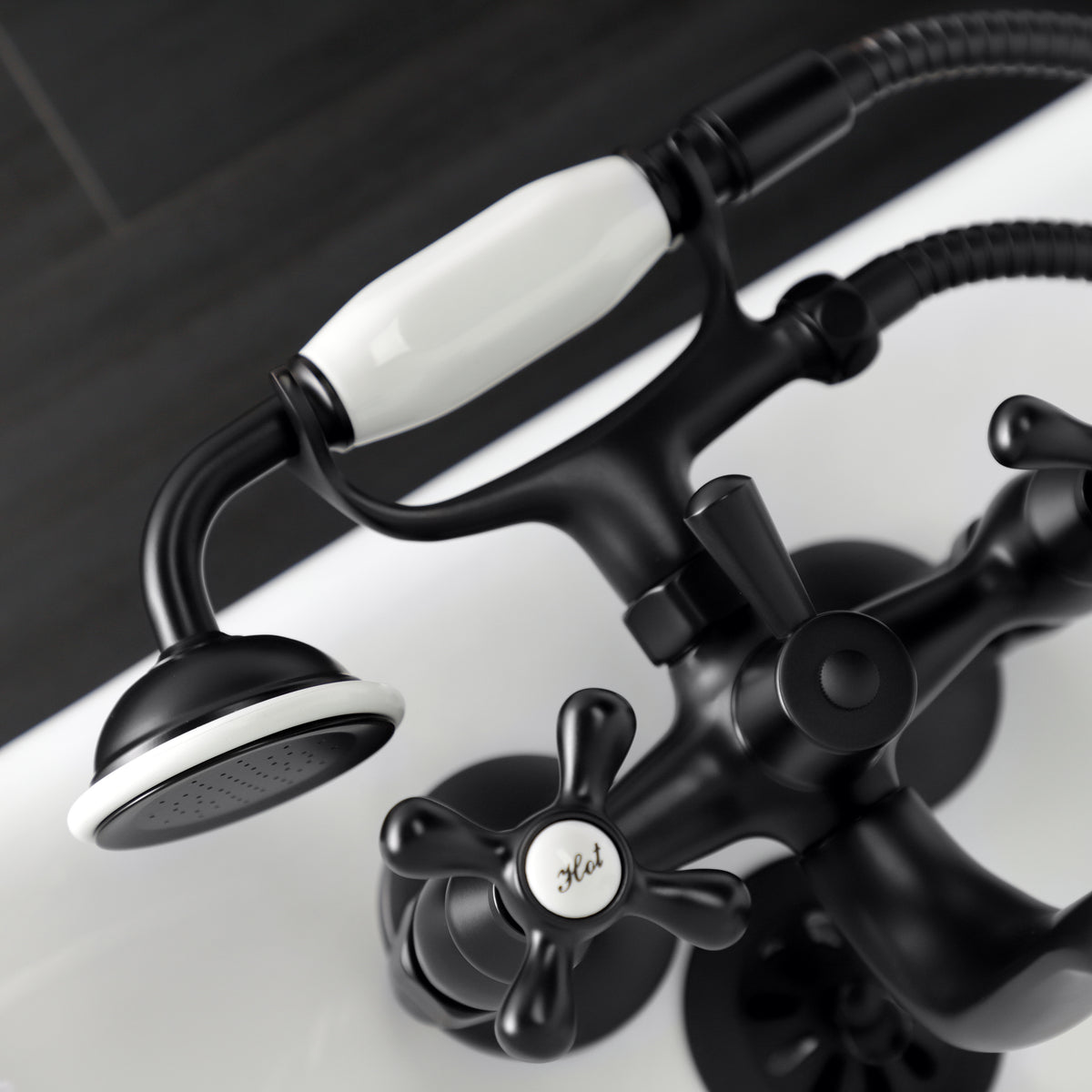 Kingston Wall Mount Clawfoot Tub Faucet with Hand Shower