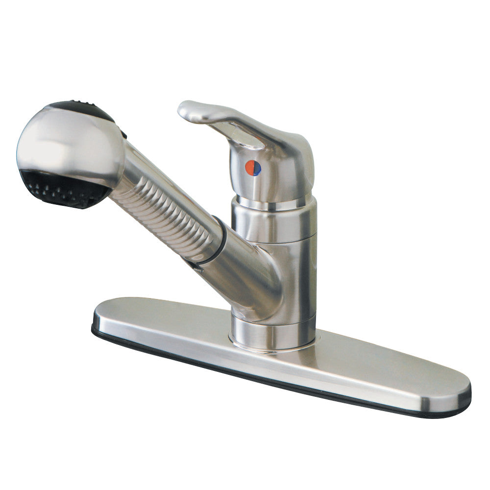 Kingston Brass GKB708SP Water Saving Wyndham Pull-out Kitchen Faucet with Single Loop Handle and Matching Wand