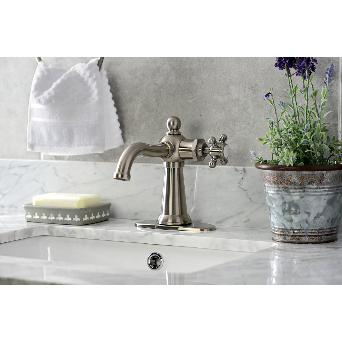 Kingston Brass KSD154BXPB Nautical Single-Handle Bathroom Faucet with Push Pop-Up
