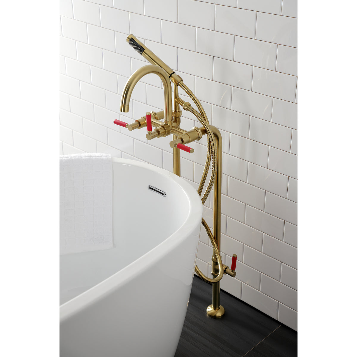 Aqua Vintage Concord Freestanding Tub Faucet with Supply Line, Stop Valve