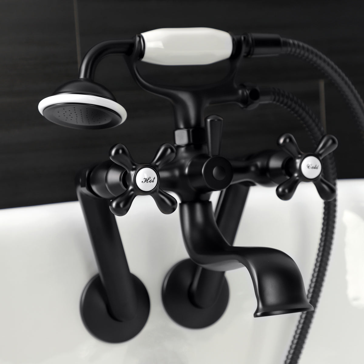 Kingston Wall Mount Clawfoot Tub Faucet with Hand Shower