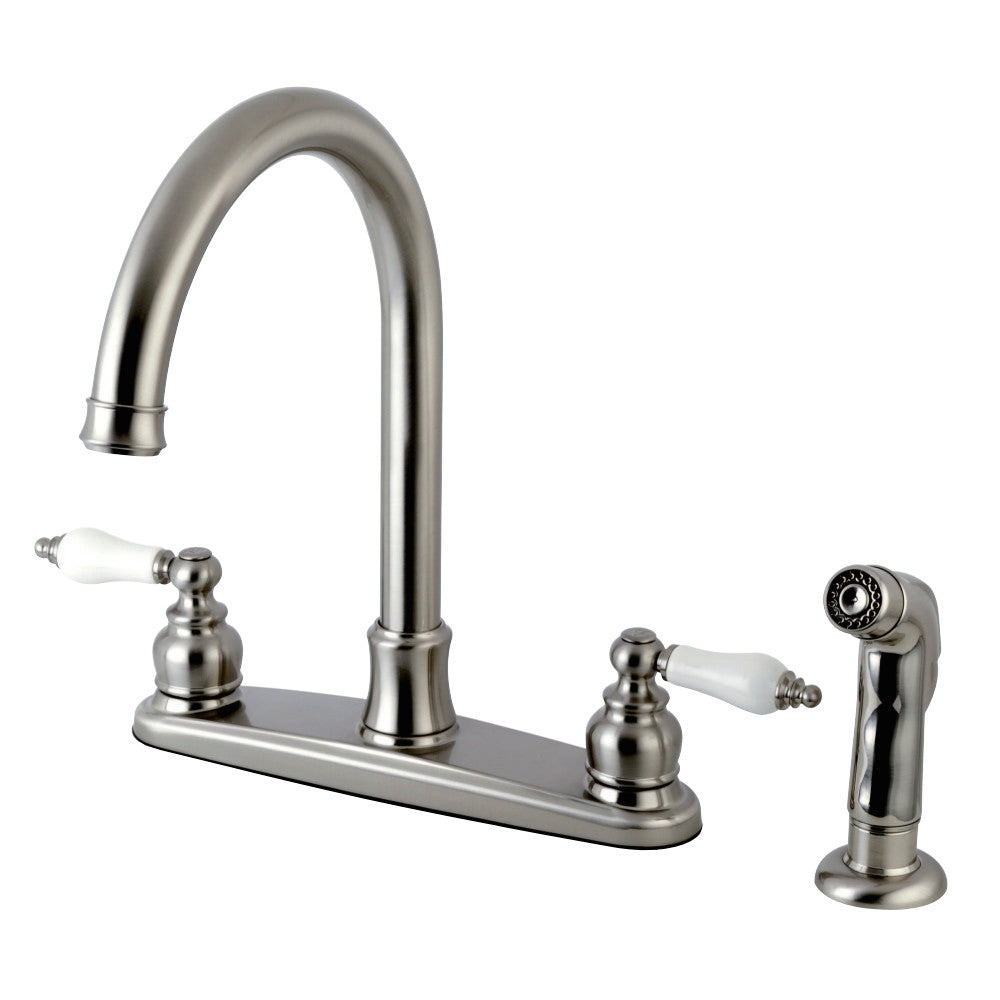 Kingston Brass FB7798PLSP Victorian 8-Inch Centerset Kitchen Faucet with Sprayer
