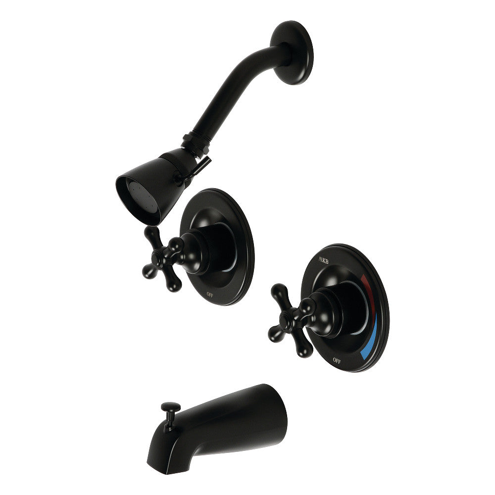 Vintage Twin Handles Tub Shower Faucet Pressure Balanced With Volume Control