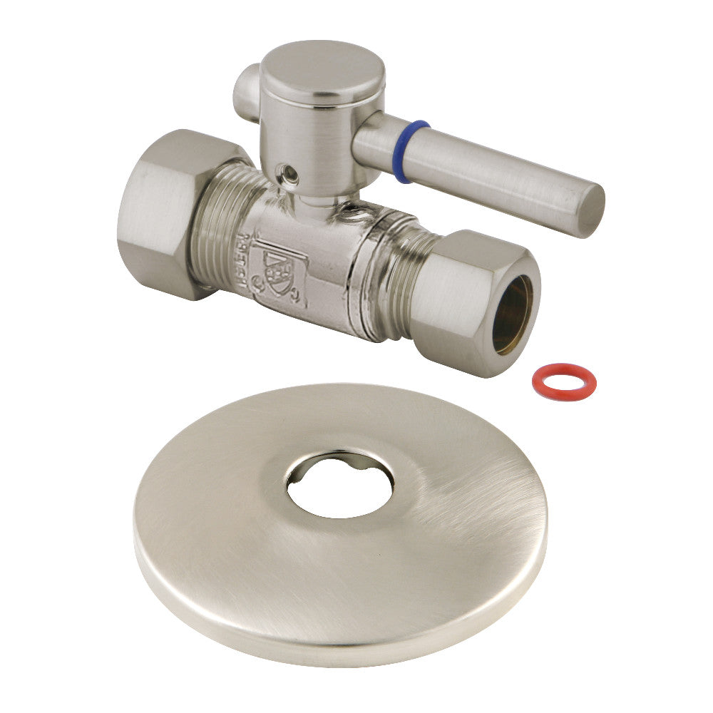 Kingston Brass 5/8-Inch OD X 1/2-Inch OD Comp Quarter-Turn Straight Stop Valve with Flange