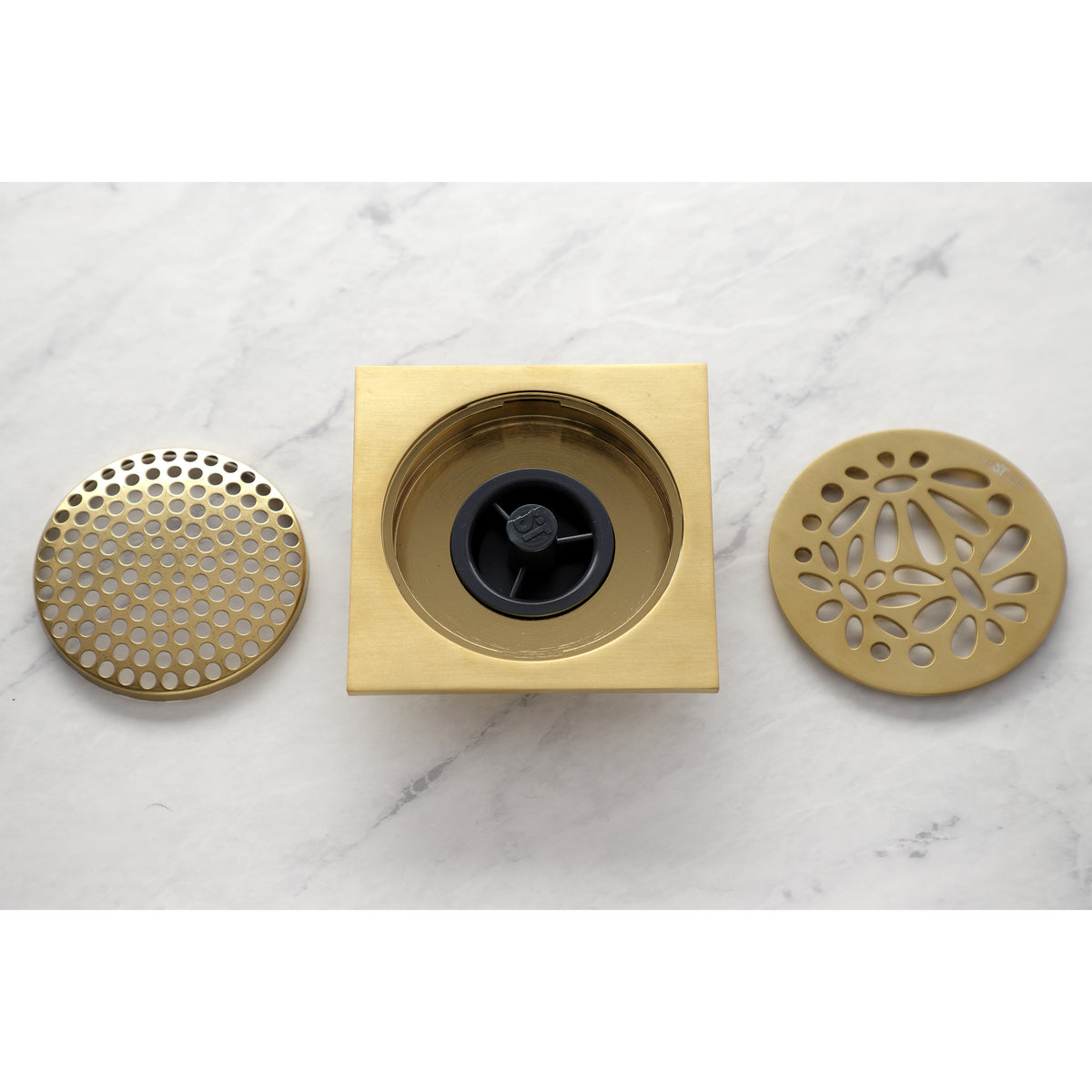 Kingston Brass Watercourse Floral 4&quot; Square Grid Shower Drain