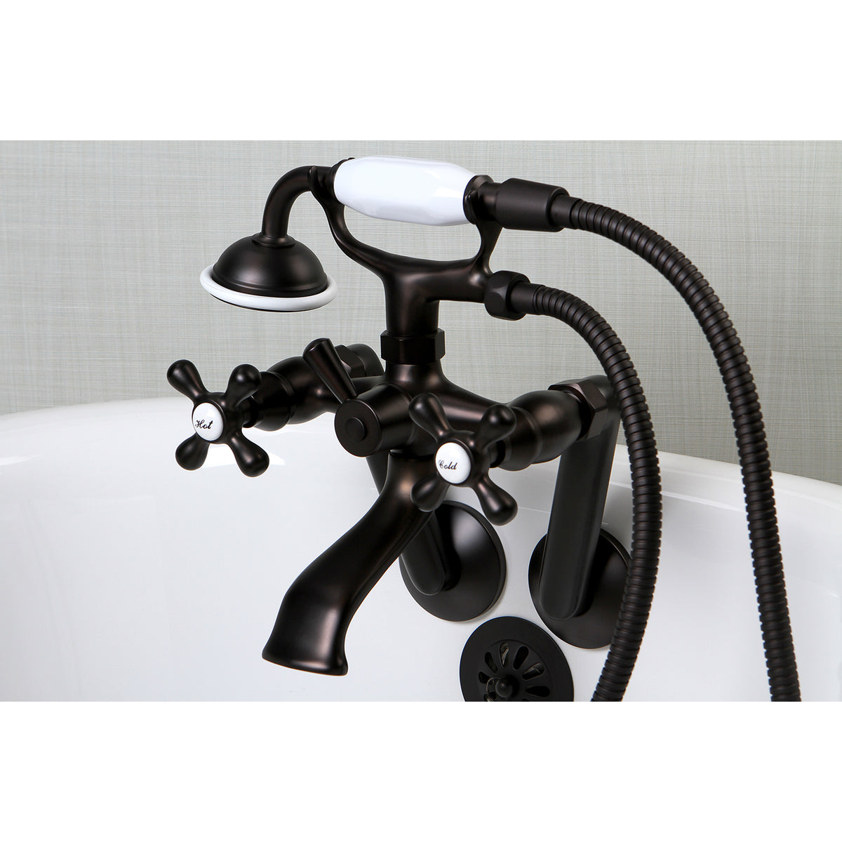 Kingston Tub Wall Mount Clawfoot Tub Faucet with Hand Shower