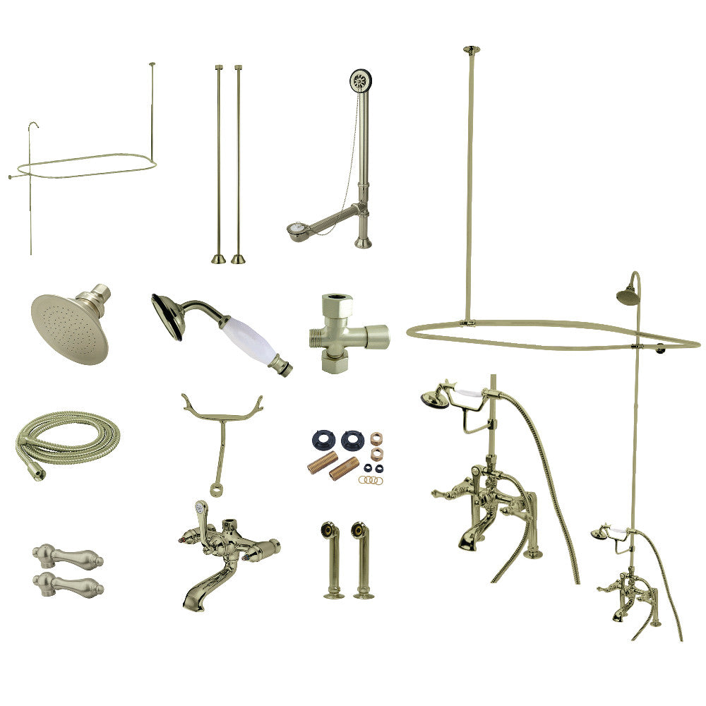 Vintage Clawfoot Tub Faucet Package with Shower Enclosure