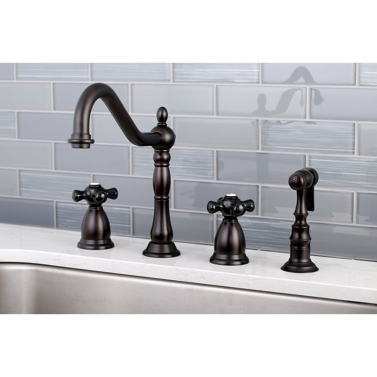 Kingston Brass KS1798PKXBS Widespread Kitchen Faucet