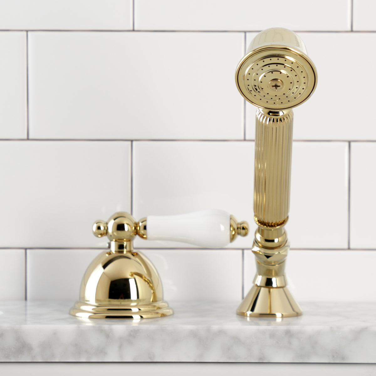 Kingston Brass Deck Mount Hand Shower with Diverter for Roman Tub Faucet