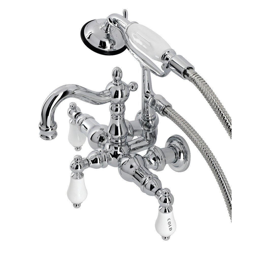 Heritage 3-3/8&quot; Tub Wall Mount Clawfoot Tub Faucet with Hand Shower