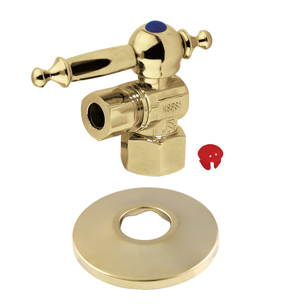 Kingston Brass 1/2-Inch FIP X 3/8-Inch OD Comp Quarter-Turn Angle Stop Valve with Flange