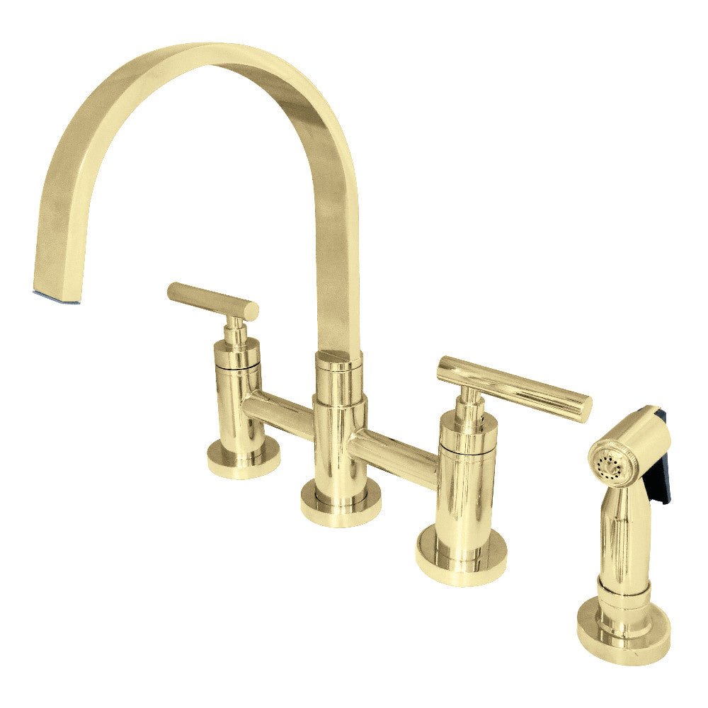 Kingston Brass KS8261CMLBS Manhattan Bridge Kitchen Faucet with Brass Spray