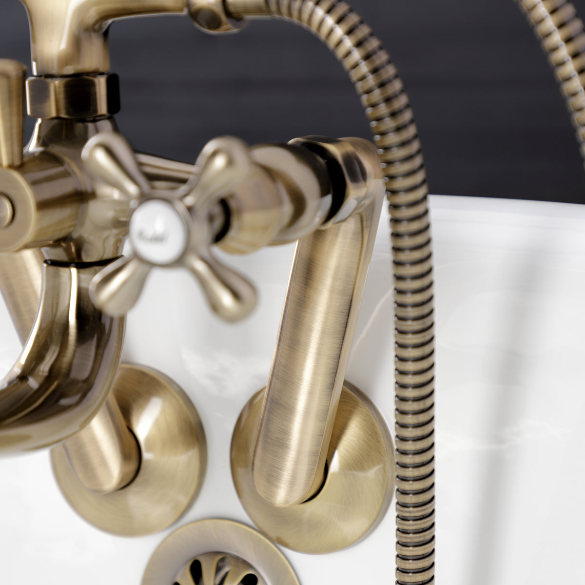 Kingston Wall Mount Clawfoot Tub Faucet with Hand Shower